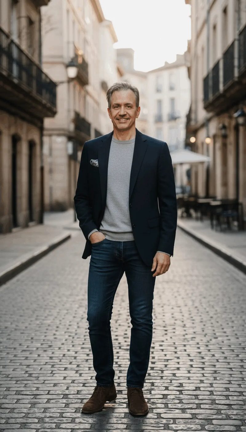 Jesse Jacoby walking along a cobblestone street